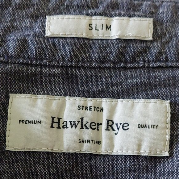 Hawker Rye Slim Stretch Gray Print Short Sleeve Button Down Shirt Men's Size M - Picture 10 of 14